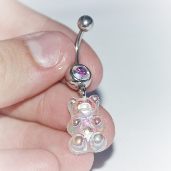Iridescent clear gummy bear belly ring - Picture 7 of 10